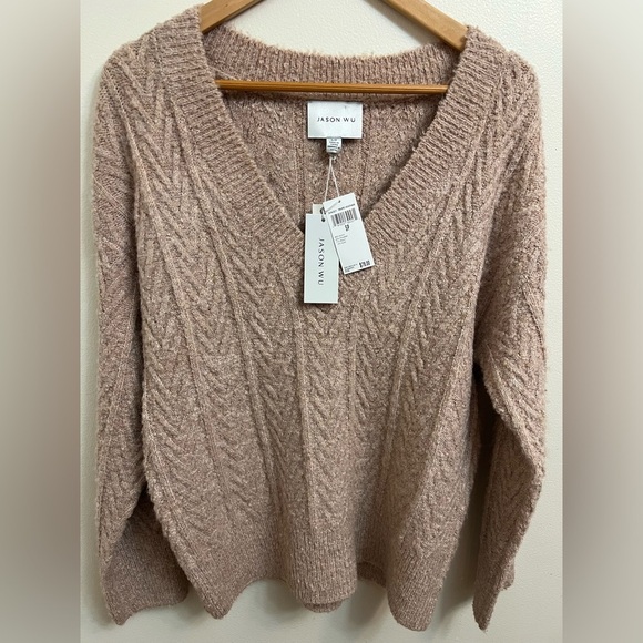 New With Tag 💫Jason Wu V-Neck Sweater in Soft Brown - Picture 8 of 12